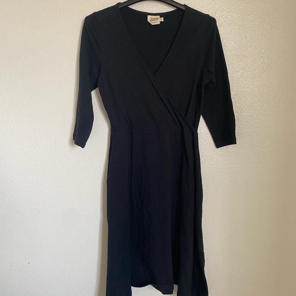 Mata Traders Black Sheath Dress with Cuffed Sleeves
